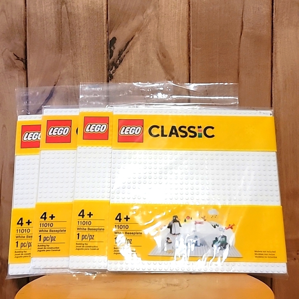 Set of 4  Lego 10 x 10 White Baseplates